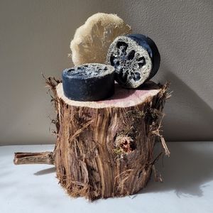 (1) Handmade Activated Charcoal Glycerin Luffa Soap Bar